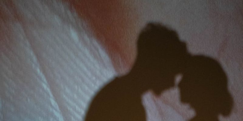 Silhouette of a person balancing against a soft background.